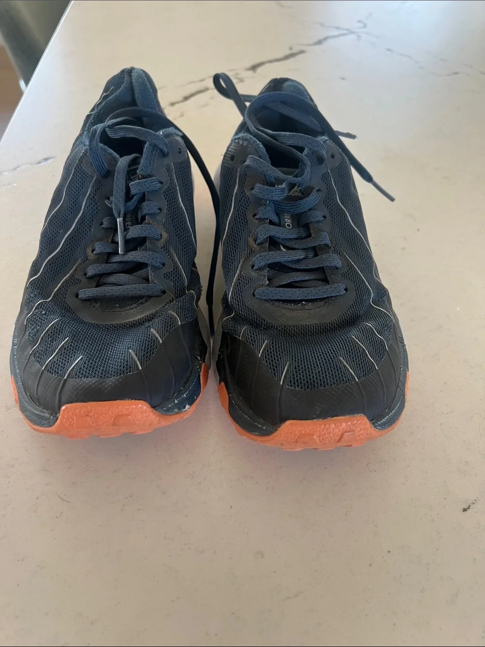 Hoka One Torrent size 8 Navy Mesh Running Shoes with Orange Accents. Amazing!!